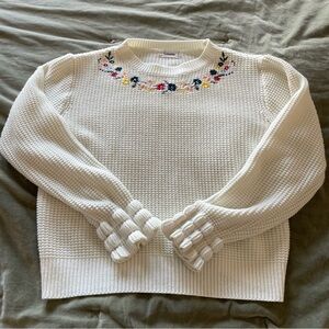 Women's Cream Sweater with Floral Embroidery